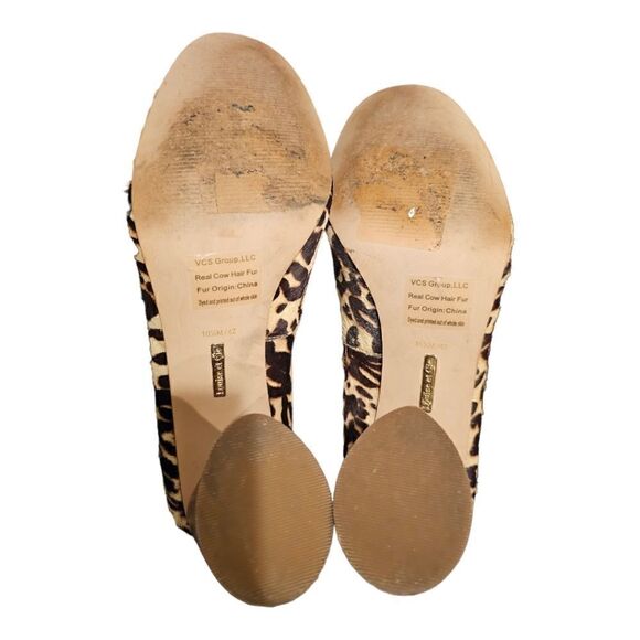 LOUISE ET CIE Leopard Print Ponyhair Block Heels - Size 10 1/2 - Picture 5 of 7
